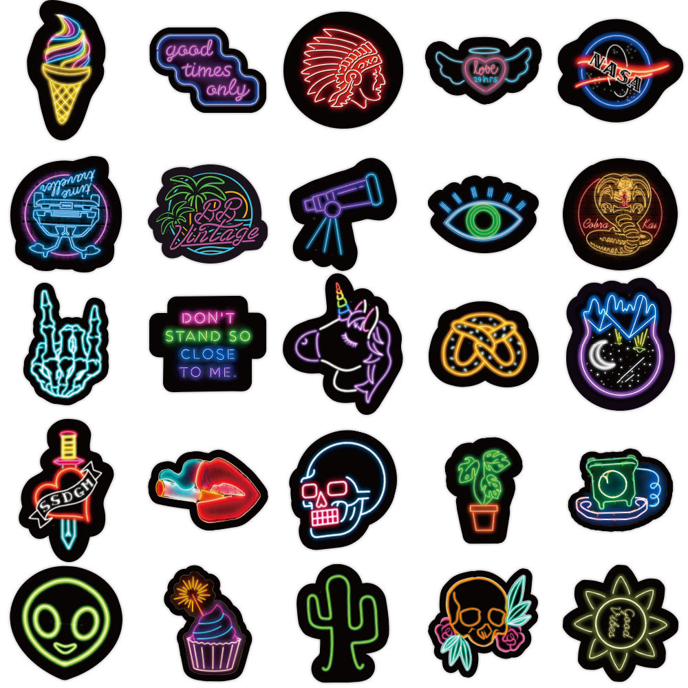 Video Game Stickers 50 Neon Graffiti Stickers Decorative Waterproof Stickers