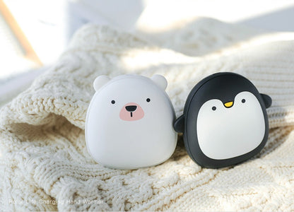 Cute Cartoon Penguin Polar Bear Pocket Power Bank  Electric Hand Warmers USB Rechargeable Double-Side Heating Pocket Power Bank Warmer