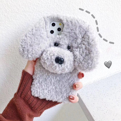 Hot Super Cartoon 3D Plush Teddy Pet Dog Cute Soft Phone Case Back Cover