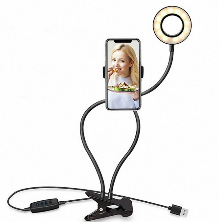 LED Selfie Ring Light Stand and Mobile Holder for Live Adjustable Makeup Light-8cm Stand