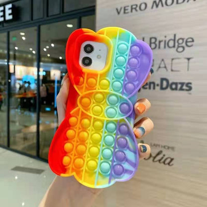 Reliver Stress Toys Push It Bubble Phone Case Color Bow Finger Pressure Version Of The Soft Silicone Protective Shell Phone Cover