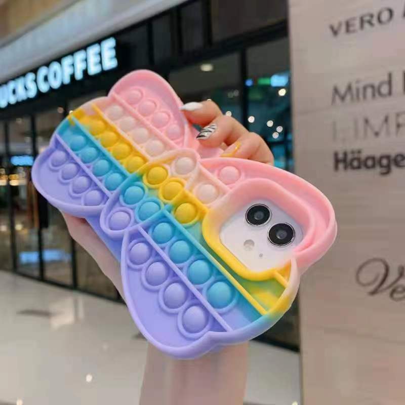 Reliver Stress Toys Push It Bubble Phone Case Color Bow Finger Pressure Version Of The Soft Silicone Protective Shell Phone Cover