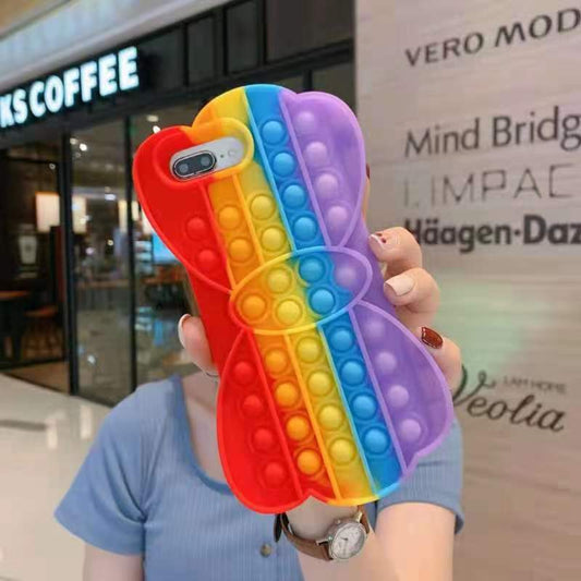 Reliver Stress Toys Push It Bubble Phone Case Color Bow Finger Pressure Version Of The Soft Silicone Protective Shell Phone Cover