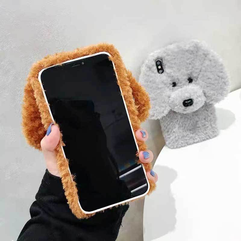 Hot Super Cartoon 3D Plush Teddy Pet Dog Cute Soft Phone Case Back Cover