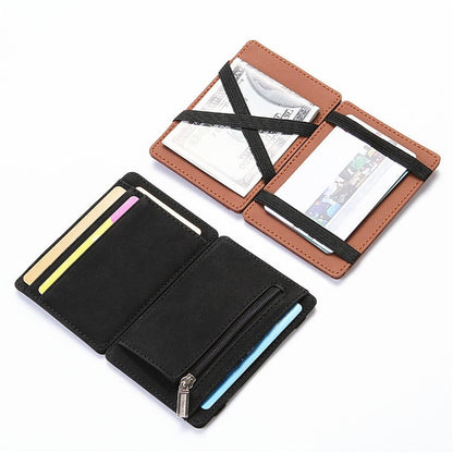 Trendy Magic Wallet Flip Card Holder Men's Lady's Wallet Zipper Coin Purse Short