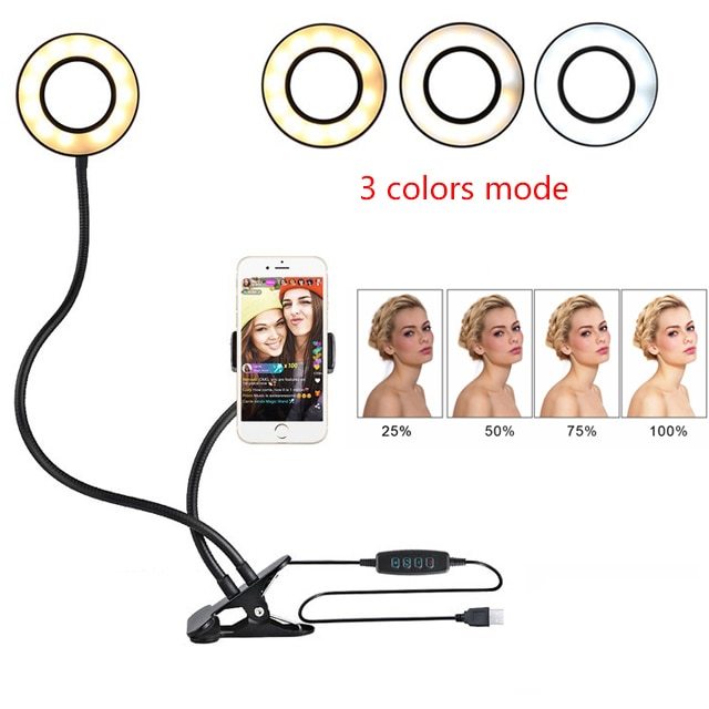 LED Selfie Ring Light Stand and Mobile Holder for Live Adjustable Makeup Light-8cm Stand