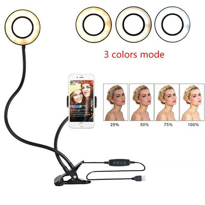 LED Selfie Ring Light Stand and Mobile Holder for Live Adjustable Makeup Light-8cm Stand