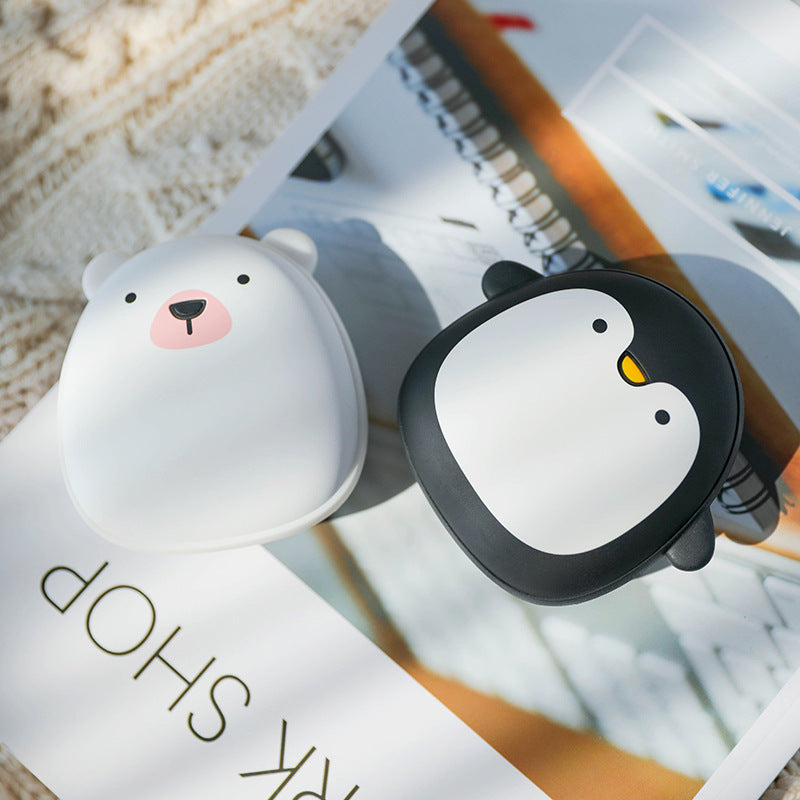 Cute Cartoon Penguin Polar Bear Pocket Power Bank  Electric Hand Warmers USB Rechargeable Double-Side Heating Pocket Power Bank Warmer