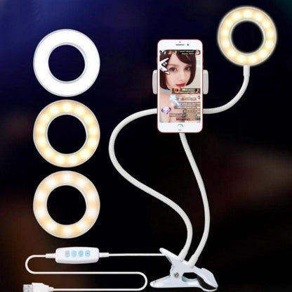 LED Selfie Ring Light Stand and Mobile Holder for Live Adjustable Makeup Light-8cm Stand