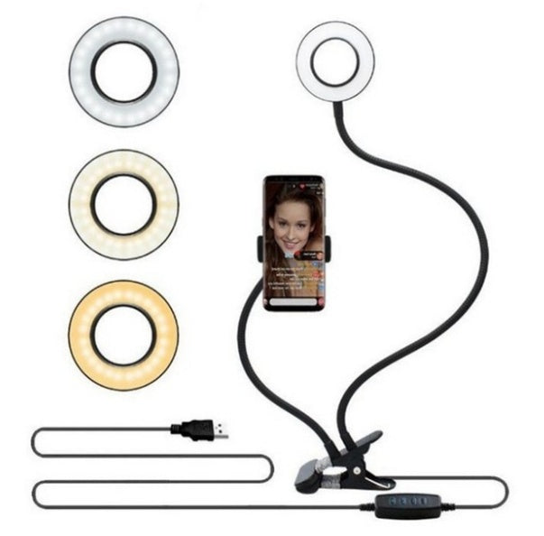 LED Selfie Ring Light Stand and Mobile Holder for Live Adjustable Makeup Light-8cm Stand