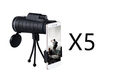 Phone Clip Tripod Lens Compatible with Apple, Monocular Telescope Zoom Scope with Compass Phone Clip Tripod