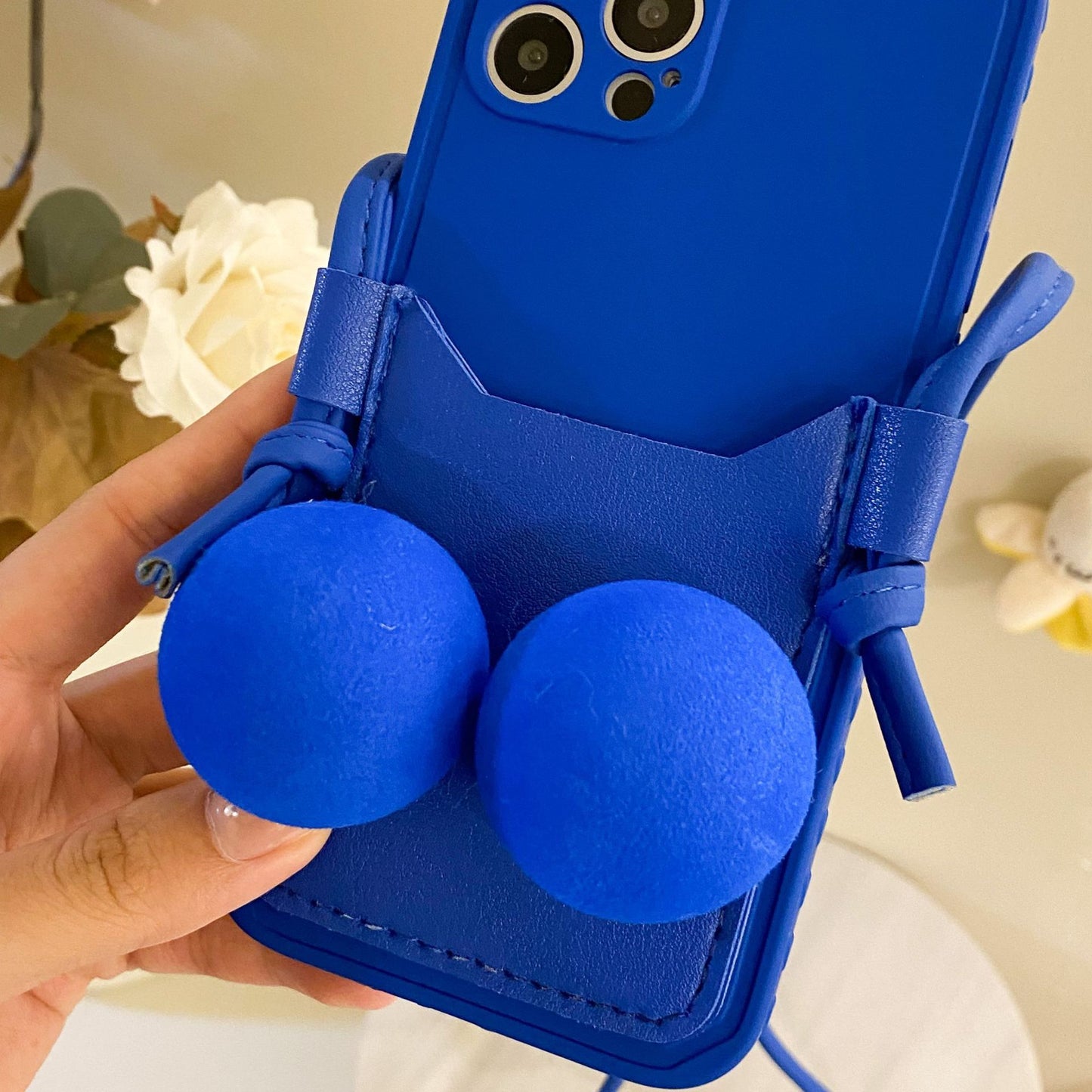 Blue Decompression Soft Ball Applicable Card Bag Mobile Phone Case and Phone Cover