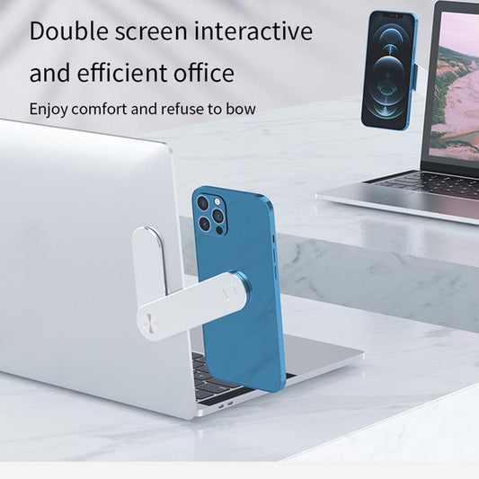 Laptop Phone Holder, Adjustable Laptop Side Mount Clip Phone Holder Computer Laptop Cellphone Stand Foldable Aluminum Expansion Bracket Tablet Clip For Dual Screen