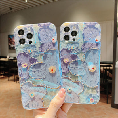 Oil Painting Purple And Blue Daisy Flower Phone Case and Phone Cover