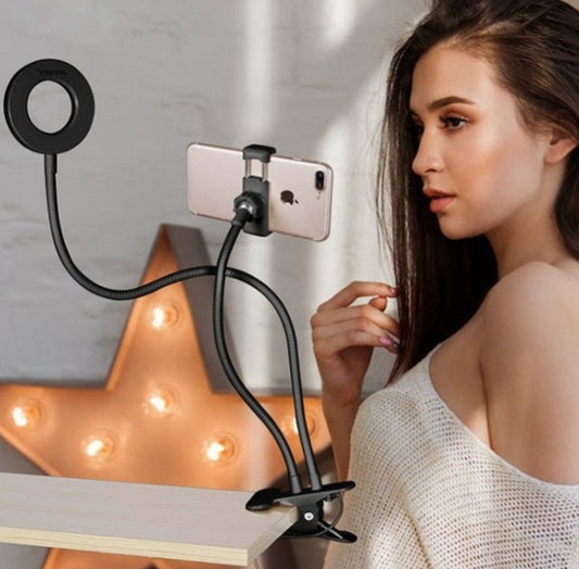 LED Selfie Ring Light Stand and Mobile Holder for Live Adjustable Makeup Light-8cm Stand