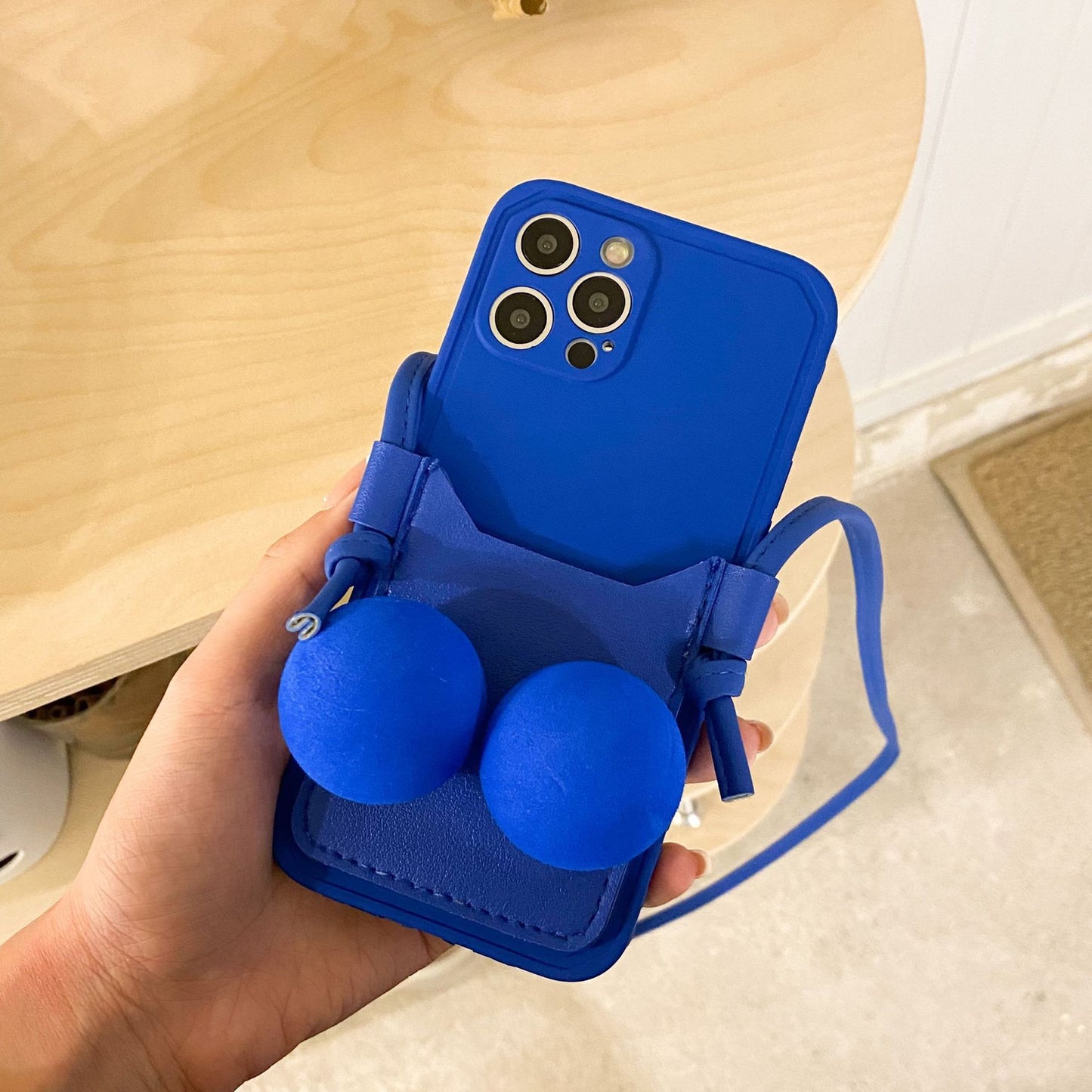 Blue Decompression Soft Ball Applicable Card Bag Mobile Phone Case and Phone Cover