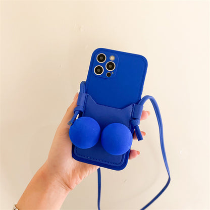 Blue Decompression Soft Ball Applicable Card Bag Mobile Phone Case and Phone Cover